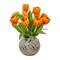15" Orange Tulip Arrangement in Decorative Ceramic Vase